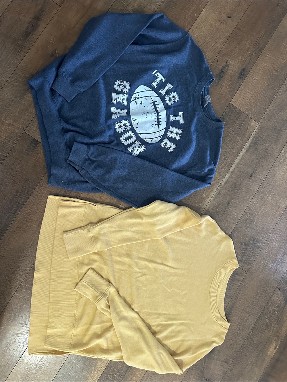 Women’s  Navy 'Tis The Season Football Sweatshirt & Mustard Crewneck Set size sm
